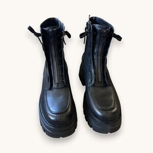 Authentic ASH Lynne Leather Zip Combat Boots 38 NWOB